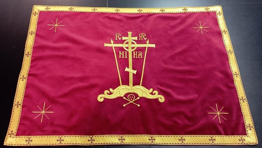 Покрівці із тканини жасмін (бархат, червоний із золотом) 15198-y фото