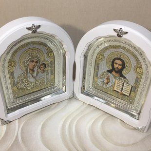 Ікони на вінчання арочні, білий кіот 24х28см 11436-wm фото