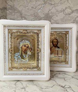 Весільні ікони у білих кіотах 23 на 27 см 11494-wm фото