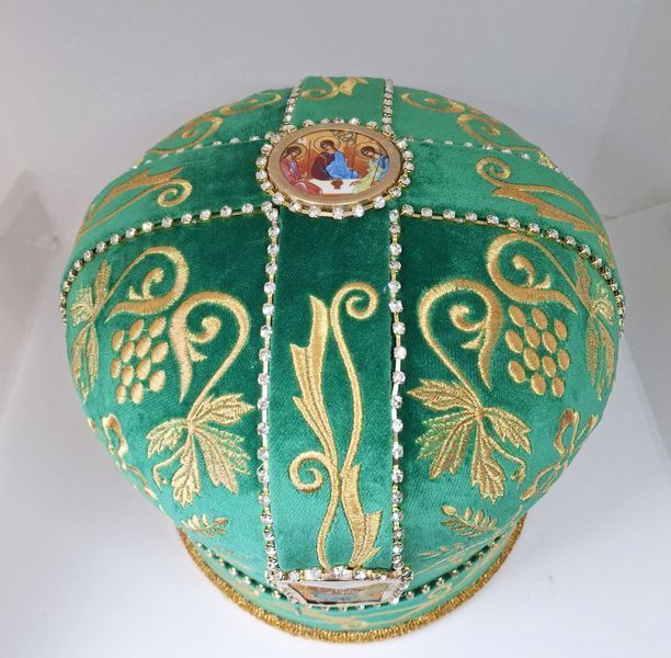 Митра для священника велюрова зелена, розмір 56 16863-it фото