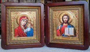 Весільні ікони Вінчальна пара 23х26см (темний лак) 12230-n фото