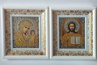Венчальные иконы с декором стразами в прямых киотах 12236-is фото