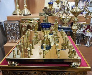 Кришка панихидного столу з латуні на 30 свічок з голгофою 2475-d фото