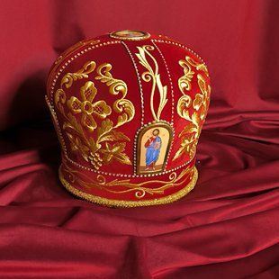 Священническая митра с иконами и золотой отделкой, 57 размер 17235-it фото
